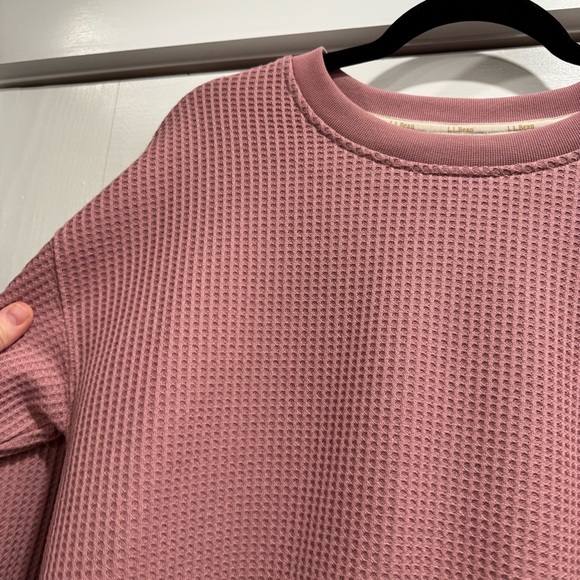 LL Bean Women Birchwood Brushed Waffle Knit V-Neck Long Sleeve Top Medium Pink - Picture 14 of 14